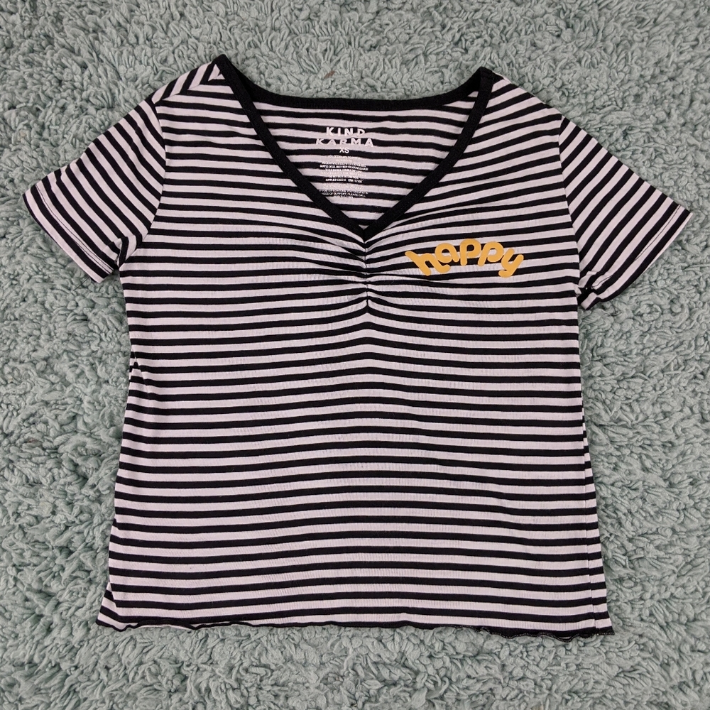 4/$20  Kind Karma Happy Striped Crop Tee